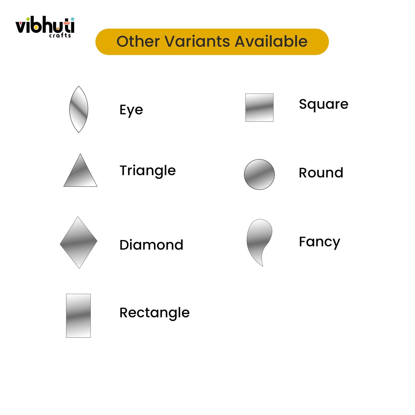 Almond Shape Mirror Cutouts (12mm, 264 Pieces) - VibhutiCrafts