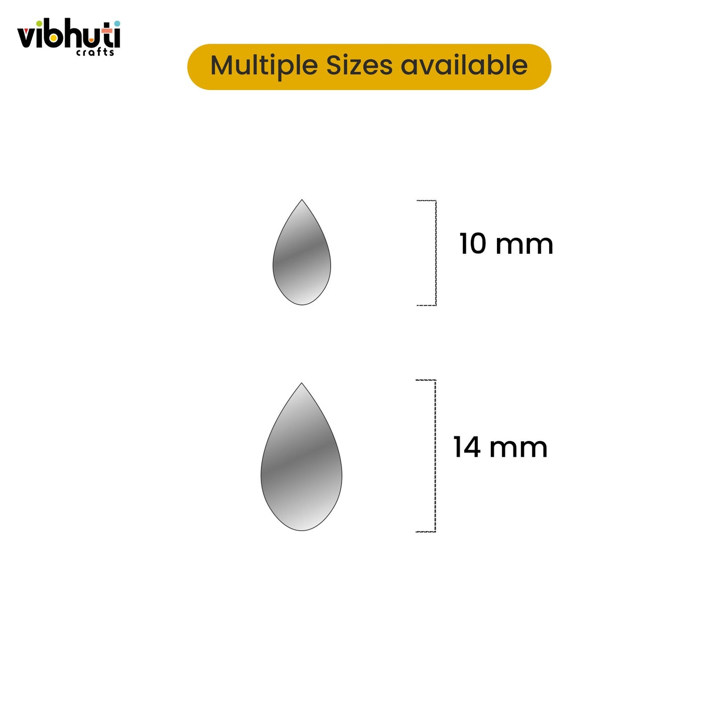 Almond Shape Mirror Cutouts (12mm, 264 Pieces) - VibhutiCrafts