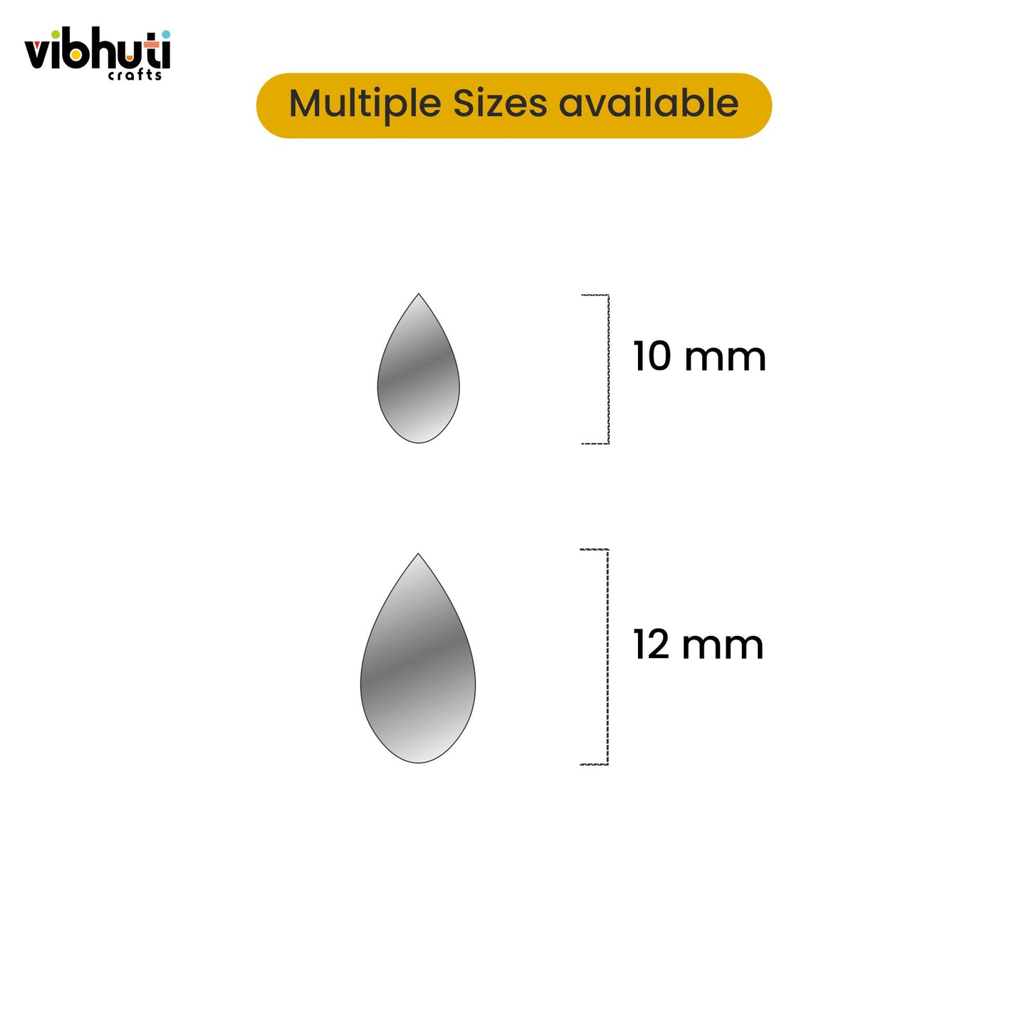 Almond Shape Mirror Cutouts (14mm, 187 Pieces) - VibhutiCrafts