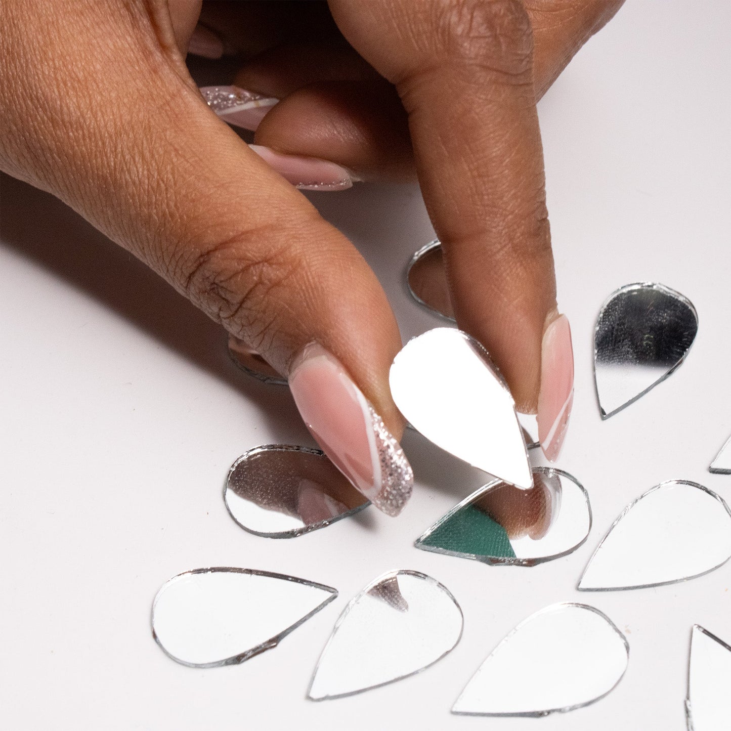 Almond Shape Mirror Cutouts (14mm, 187 Pieces) - VibhutiCrafts