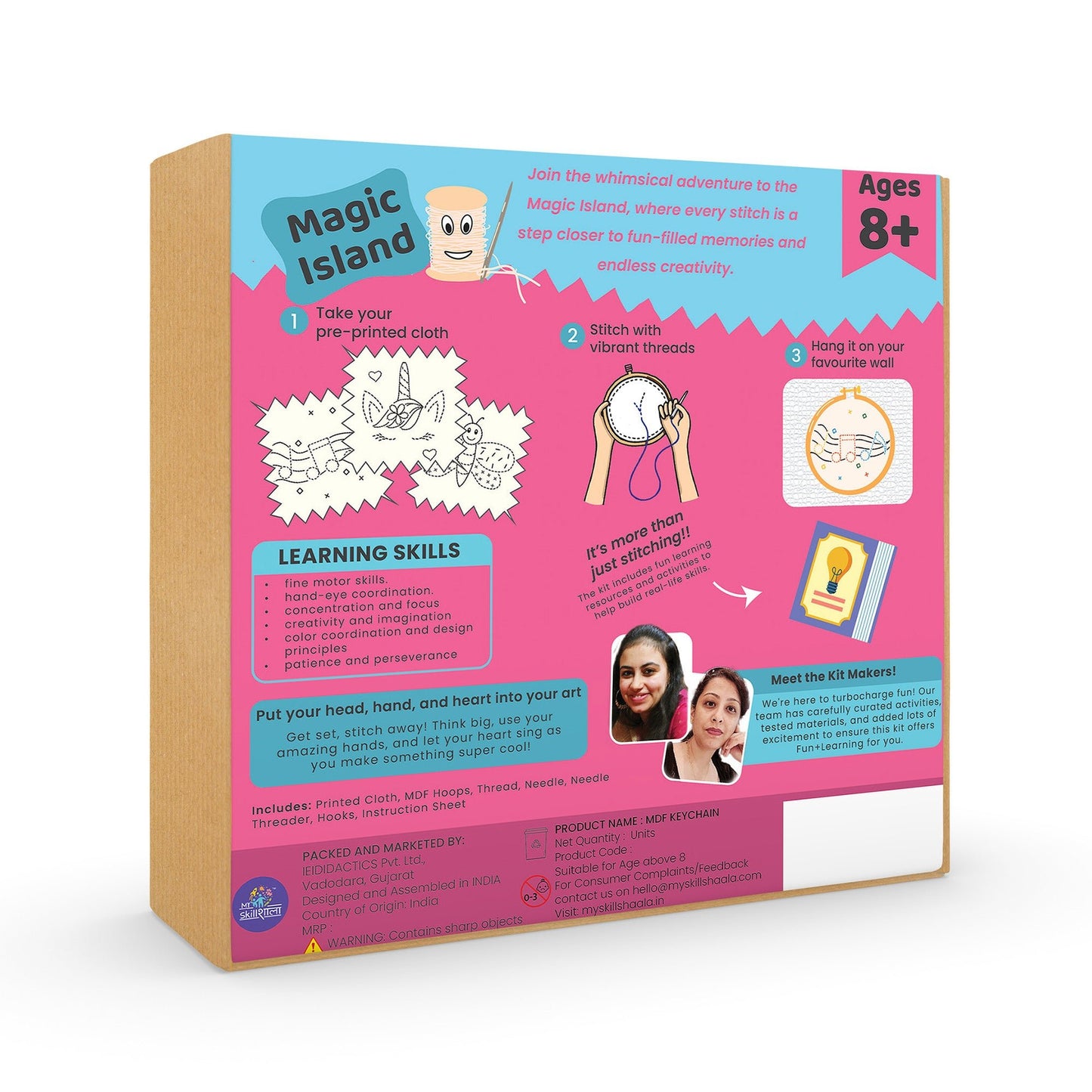 Complete Embroidery Magic Island Kit with Unicorn, Music Note, and Butterfly Templates - MySkillShaala