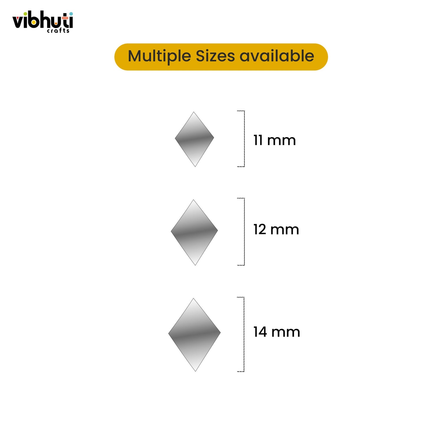 Diamond Shape Mirror Cutouts (10mm, 449 Pieces) - VibhutiCrafts