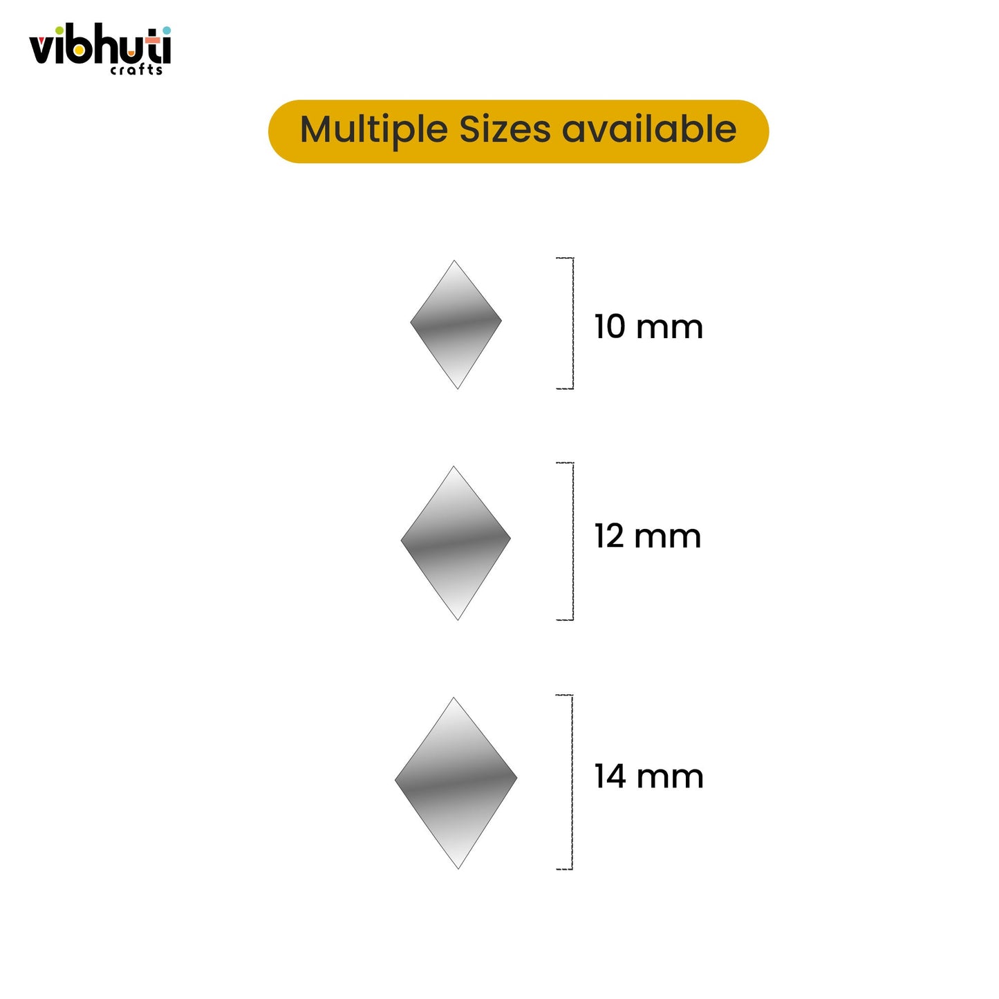 Diamond Shape Mirror Cutouts (11mm, 353 Pieces) - VibhutiCrafts