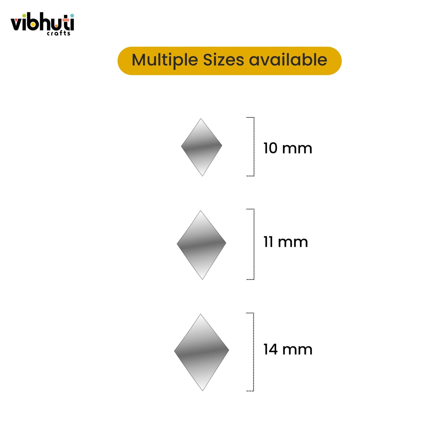Diamond Shape Mirror Cutouts (12mm, 309 Pieces) - VibhutiCrafts