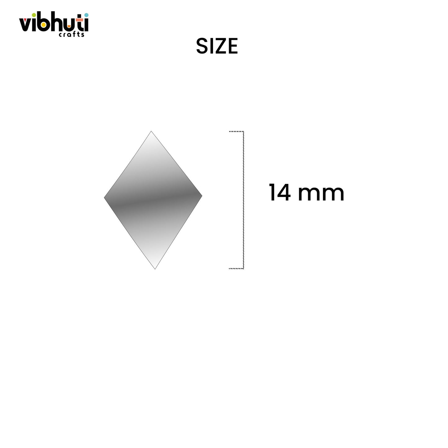 Diamond Shape Mirror Cutouts (14mm, 234 Pieces) - VibhutiCrafts