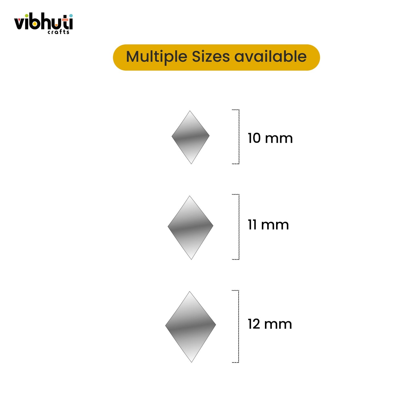 Diamond Shape Mirror Cutouts (14mm, 234 Pieces) - VibhutiCrafts