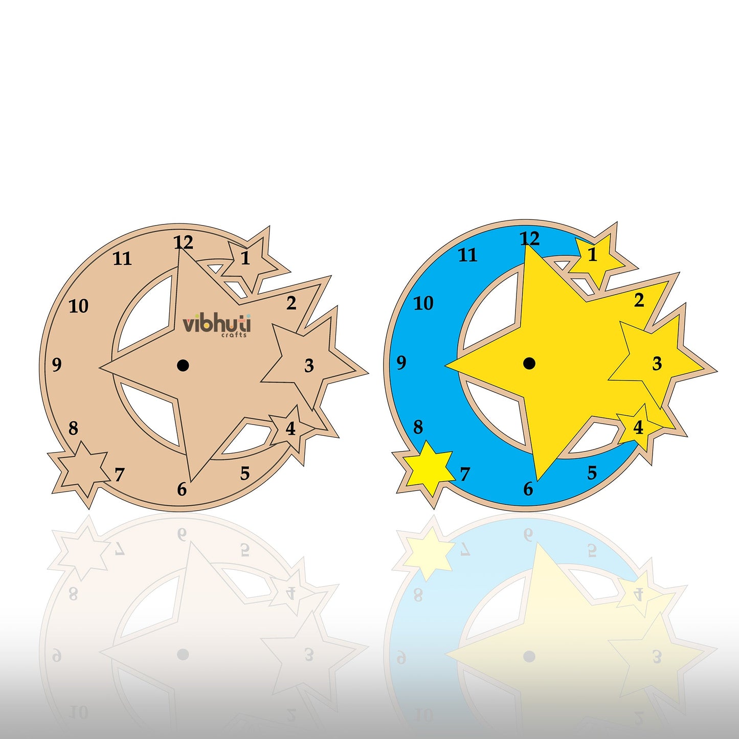 DIY Star & Moon Clock Making Kit for Kids | Paints, Brush & Clock Mechanism - VibhutiCrafts