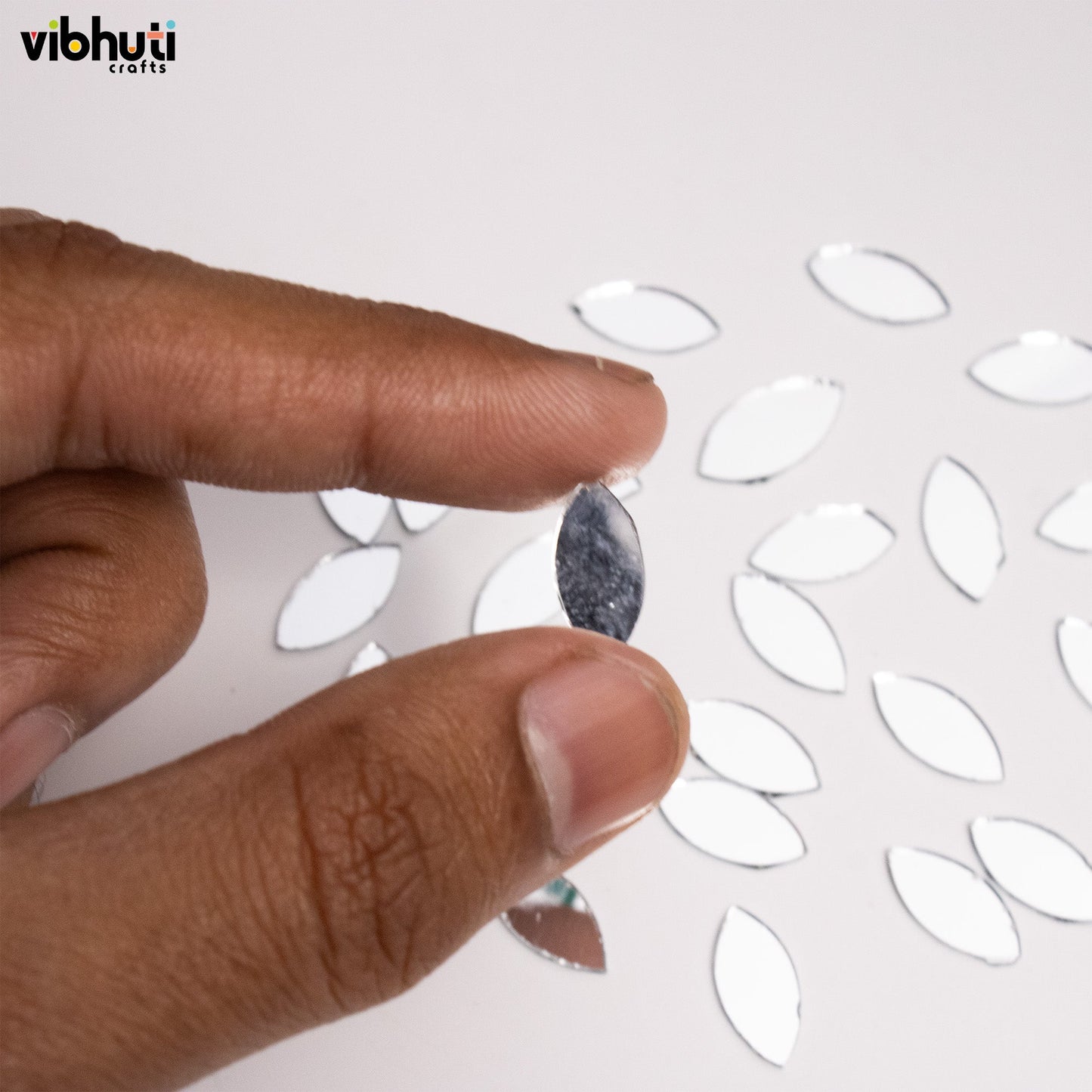Eye Shape Mirror Cutouts (12mm, 739 Pieces) - VibhutiCrafts