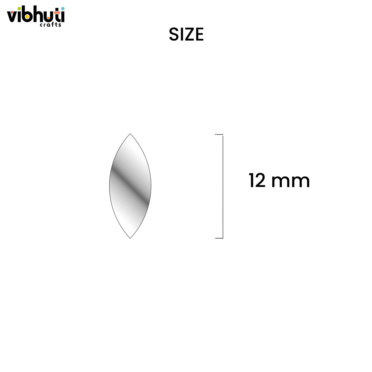 Eye Shape Mirror Cutouts (12mm, 739 Pieces) - VibhutiCrafts