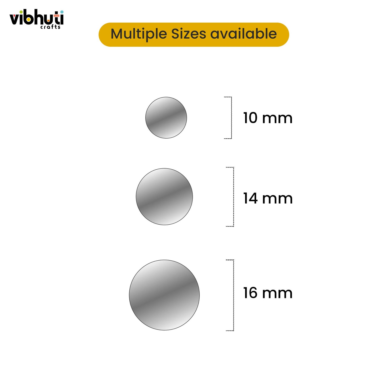 Round Shape Mirror Cutouts (12mm, 356 Pieces) - VibhutiCrafts