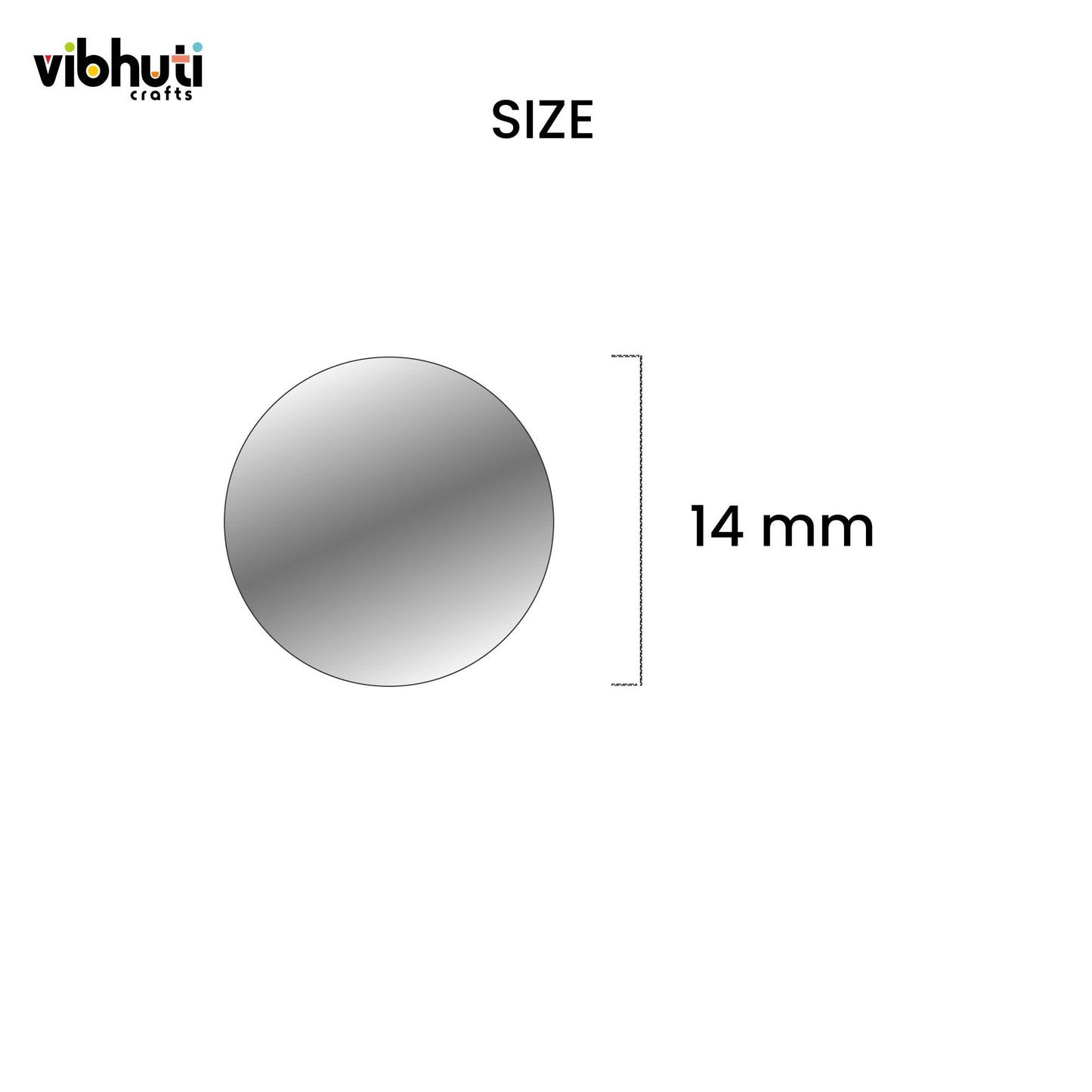 Round Shape Mirror Cutouts (14mm, 216 Pieces) - VibhutiCrafts