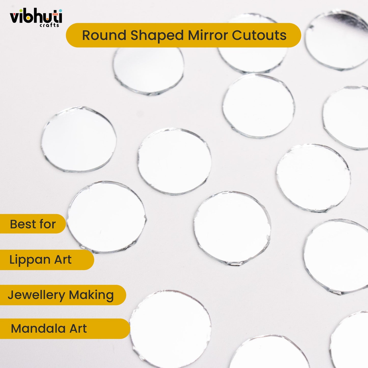 Round Shape Mirror Cutouts (14mm, 216 Pieces) - VibhutiCrafts