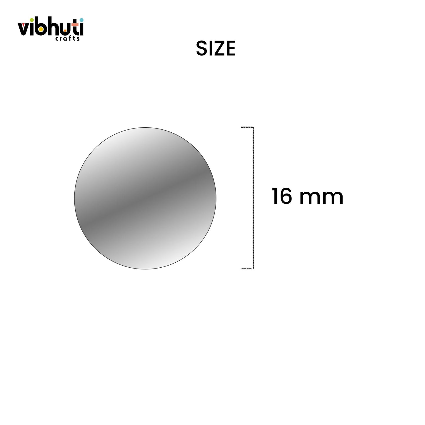 Round Shape Mirror Cutouts (16mm, 184 Pieces) - VibhutiCrafts