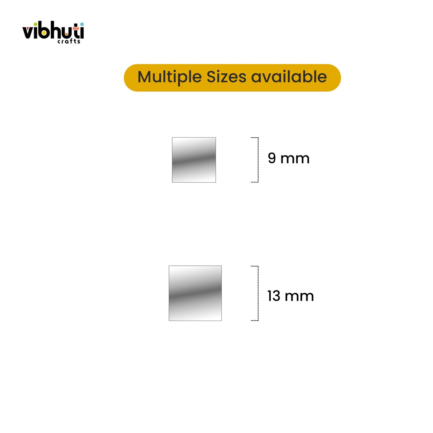 Square Shape Mirror Cutouts (11mm, 278 Pieces) - VibhutiCrafts
