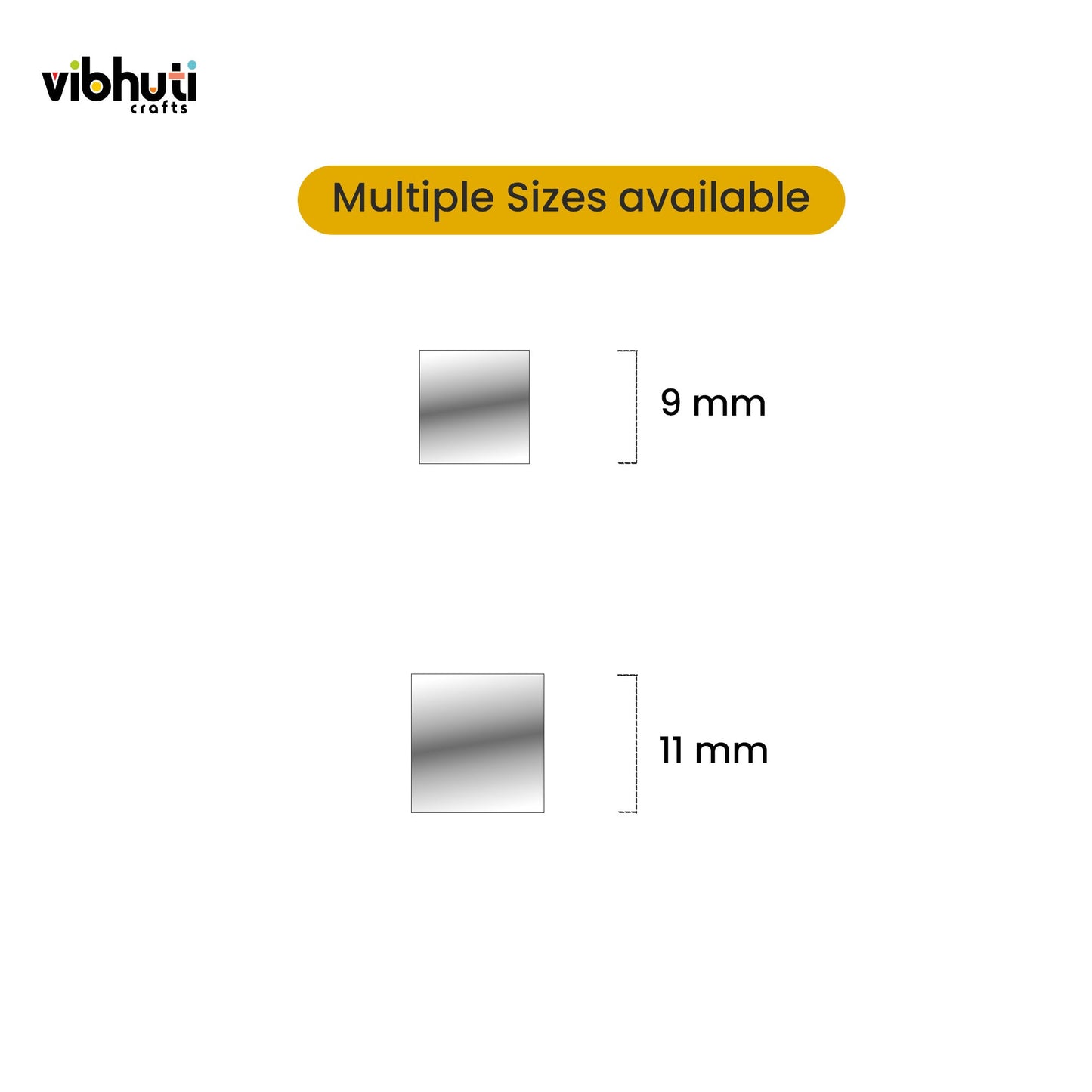 Square Shape Mirror Cutouts (13mm) – Pack of 220 Pieces - VibhutiCrafts