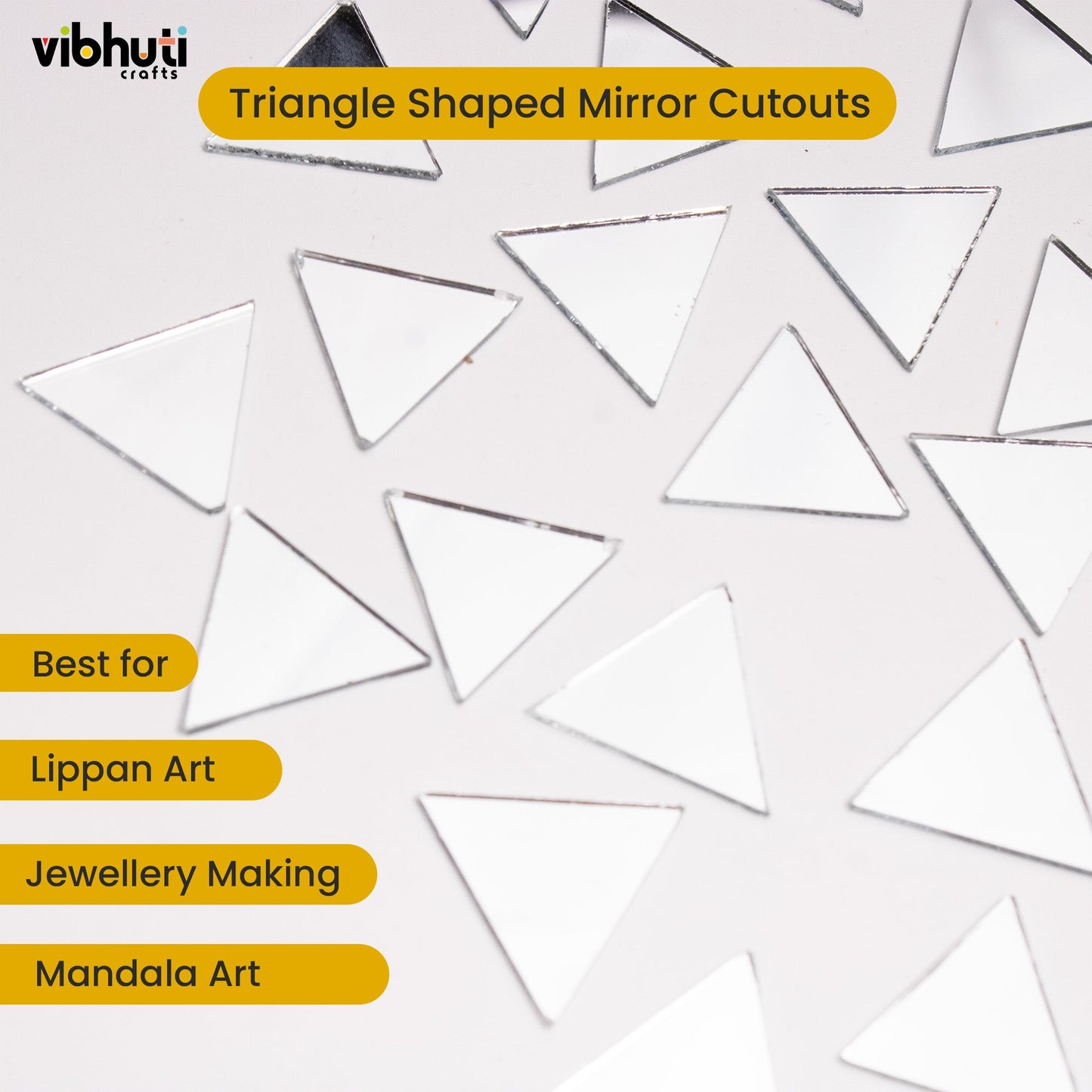 Triangle Shape Mirror Cutouts (16mm, 300 Pieces) - VibhutiCrafts