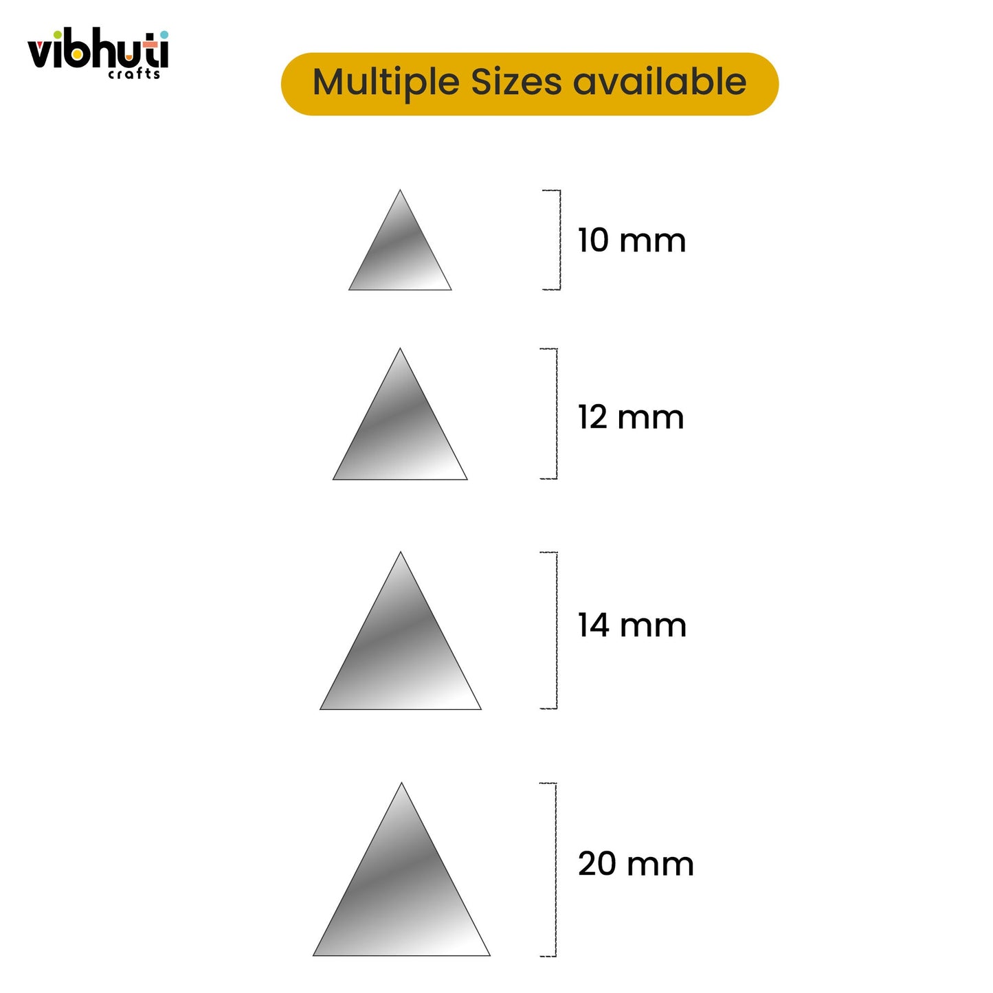 Triangle Shape Mirror Cutouts (16mm, 300 Pieces) - VibhutiCrafts
