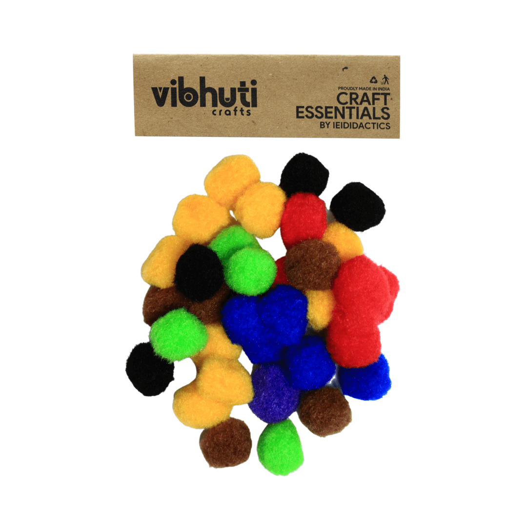 Pom Pom for Crafts - 2 cm (Assorted Colors) - MySkillShaala