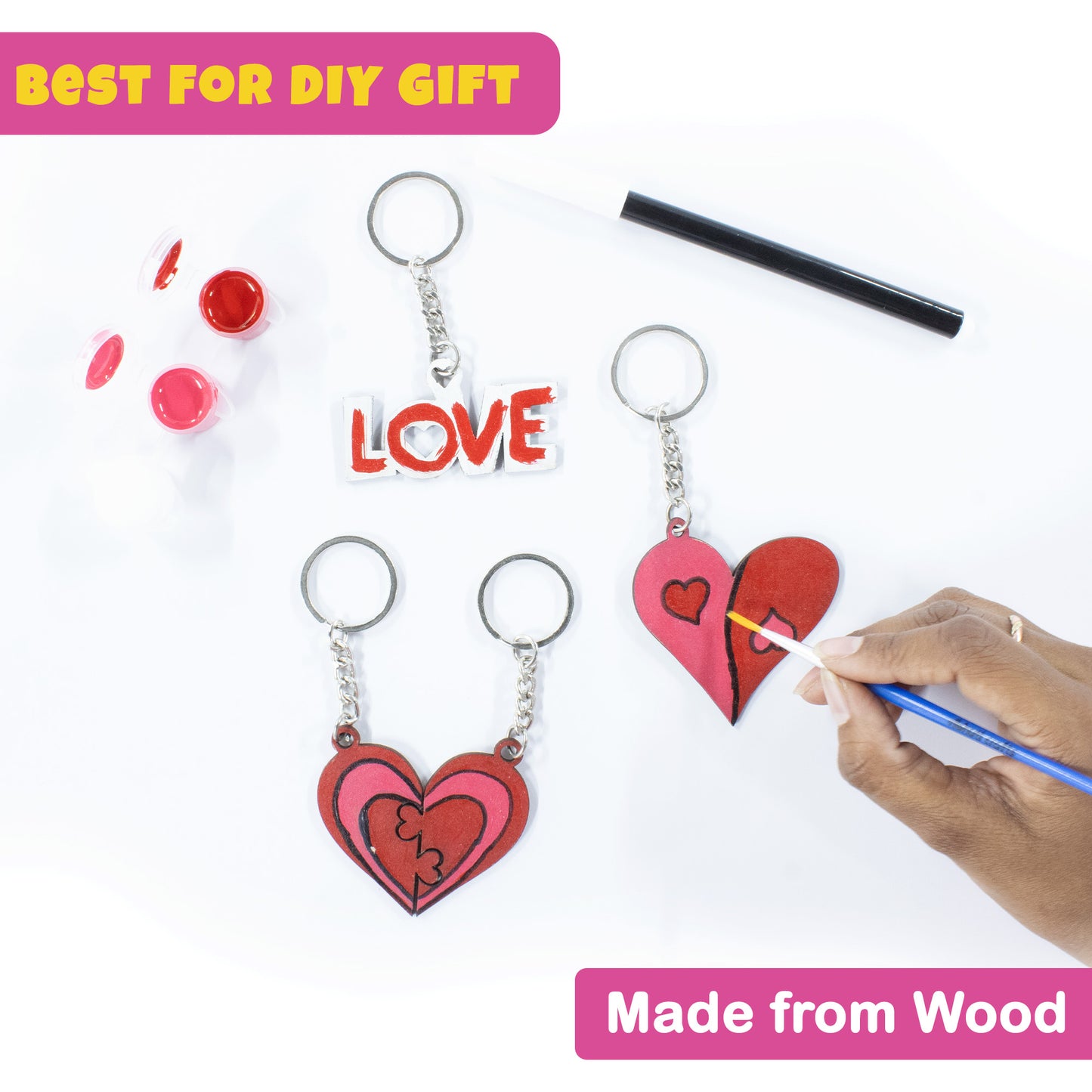 DIY Valentine Keychain Painting Kit – Love & Heart Shapes | Personalized Gift