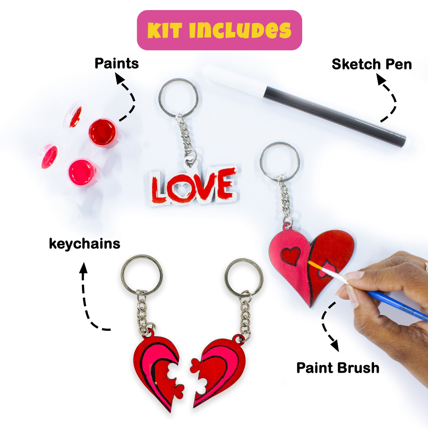 DIY Valentine Keychain Painting Kit – Love & Heart Shapes | Personalized Gift