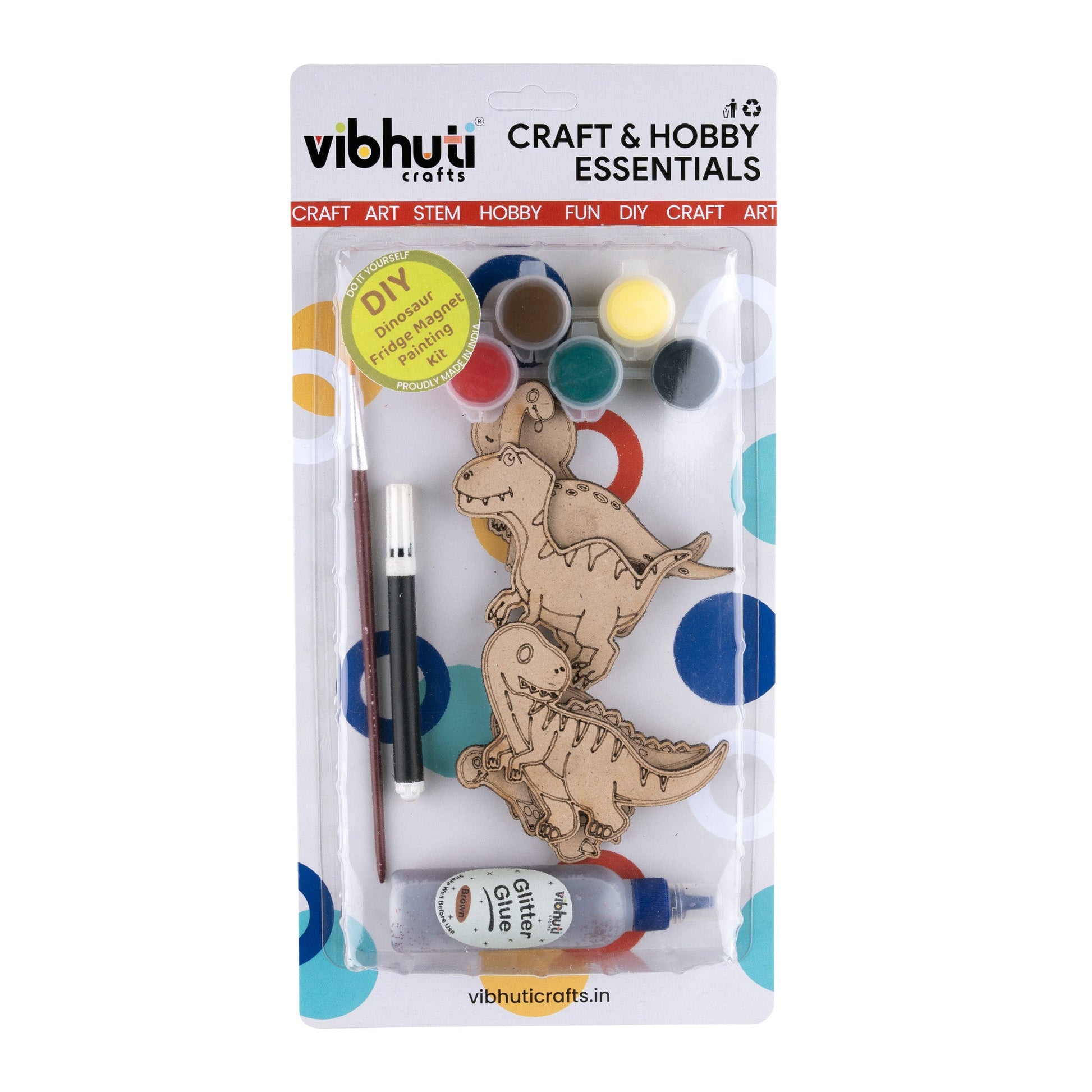 DIY Dinosaur Fridge Magnet Kit - Customizable Crafts for Kids & Adults - VibhutiCrafts