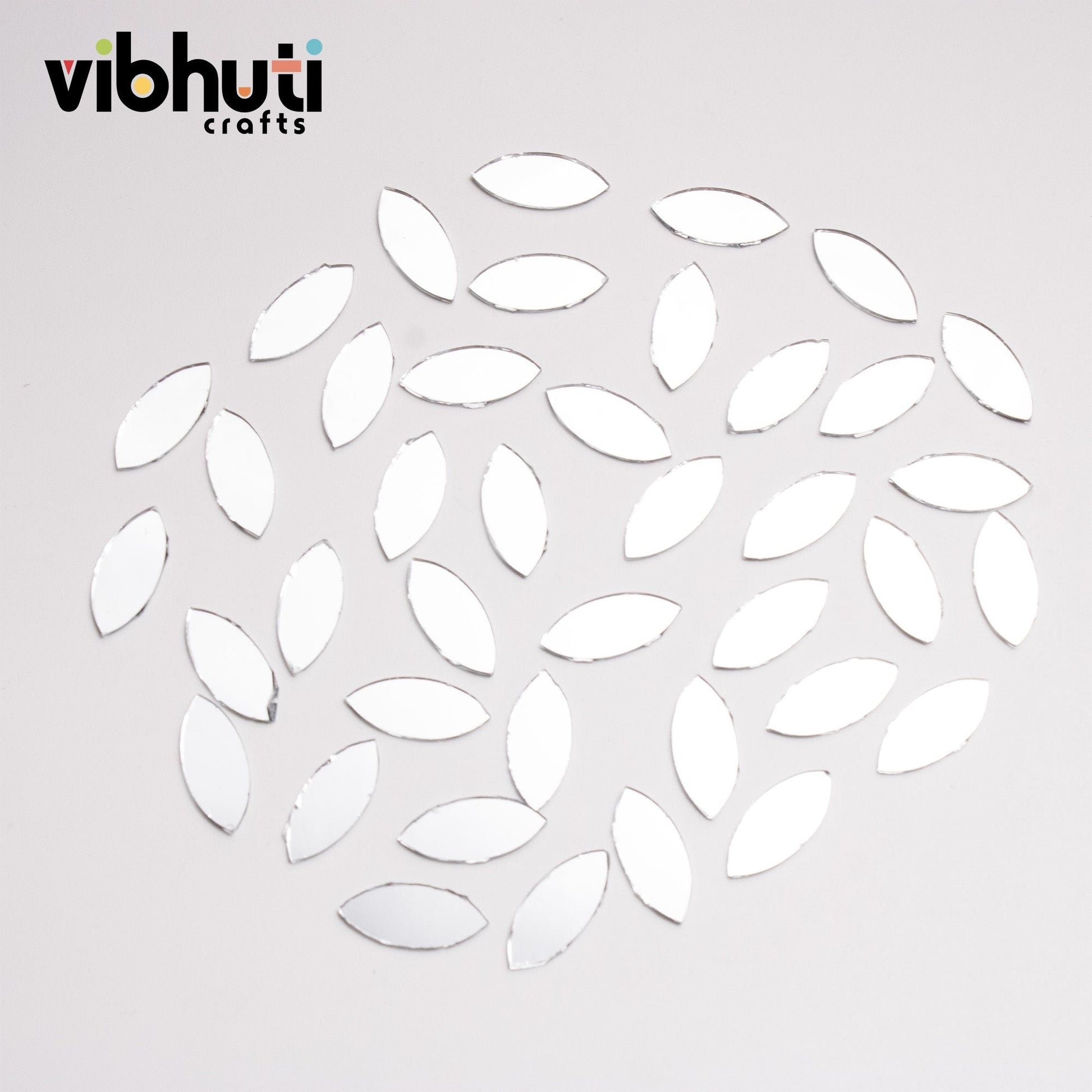 Eye Shape Mirror Cutouts (16mm, 301 Pieces) - VibhutiCrafts