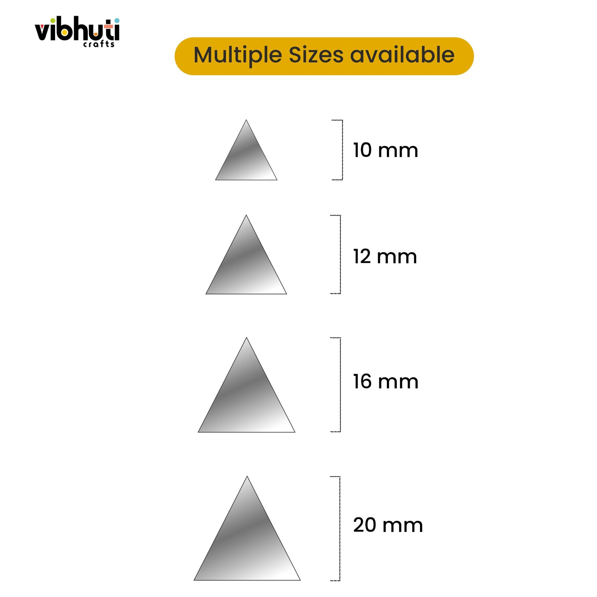 Triangle Shape Mirror Cutouts (14mm, 380 Pieces) - VibhutiCrafts