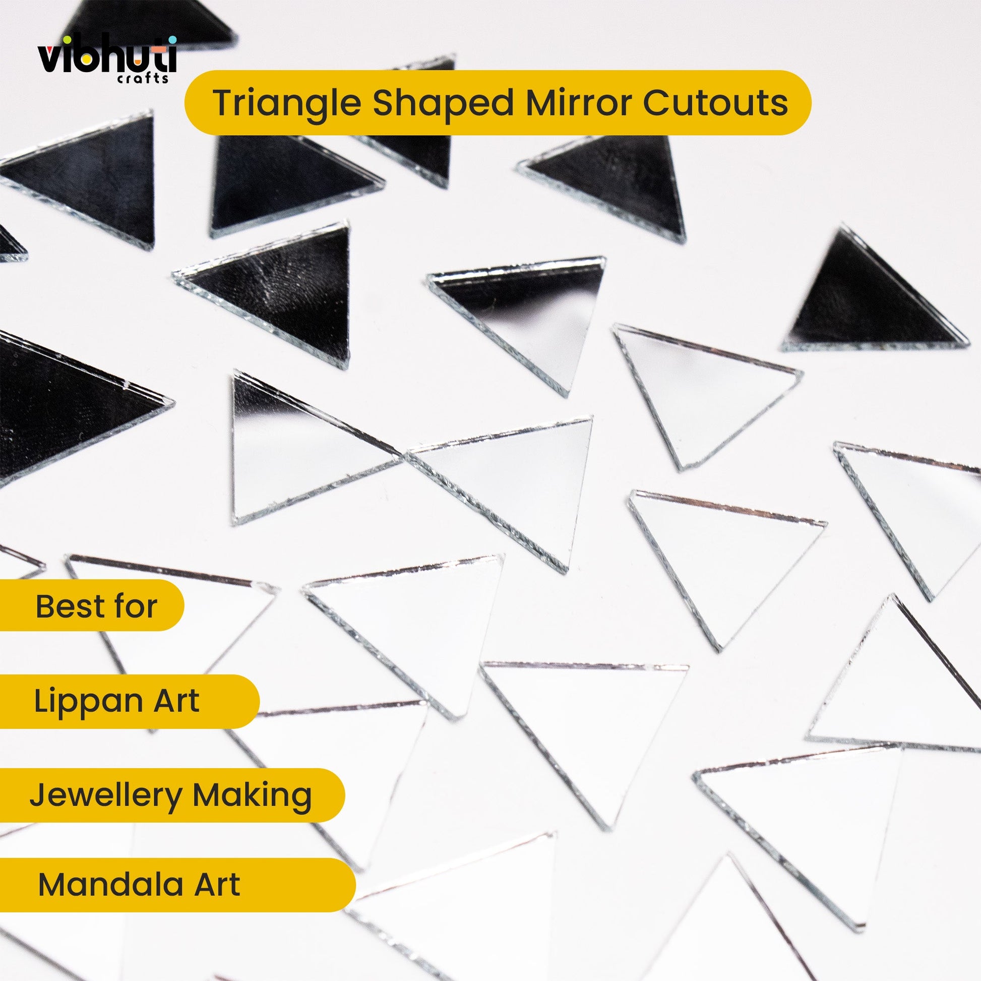 Triangle Shape Mirror Cutouts (20mm, 209 Pieces) - VibhutiCrafts