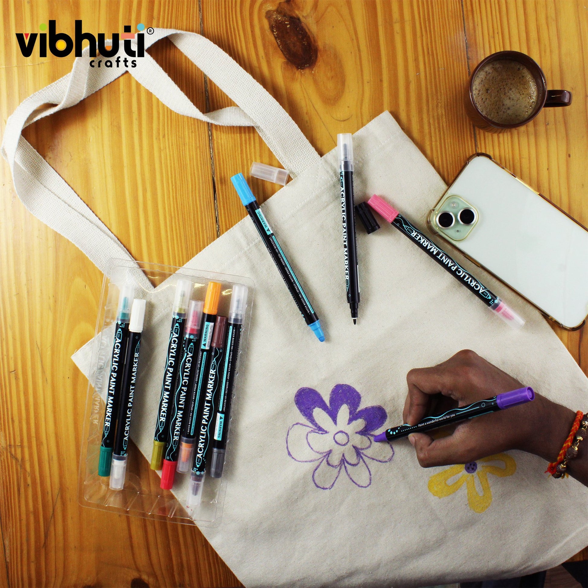Buy Vibhuti Crafts Acrylic Markers Set of 12 Dual Tip Paint Pens