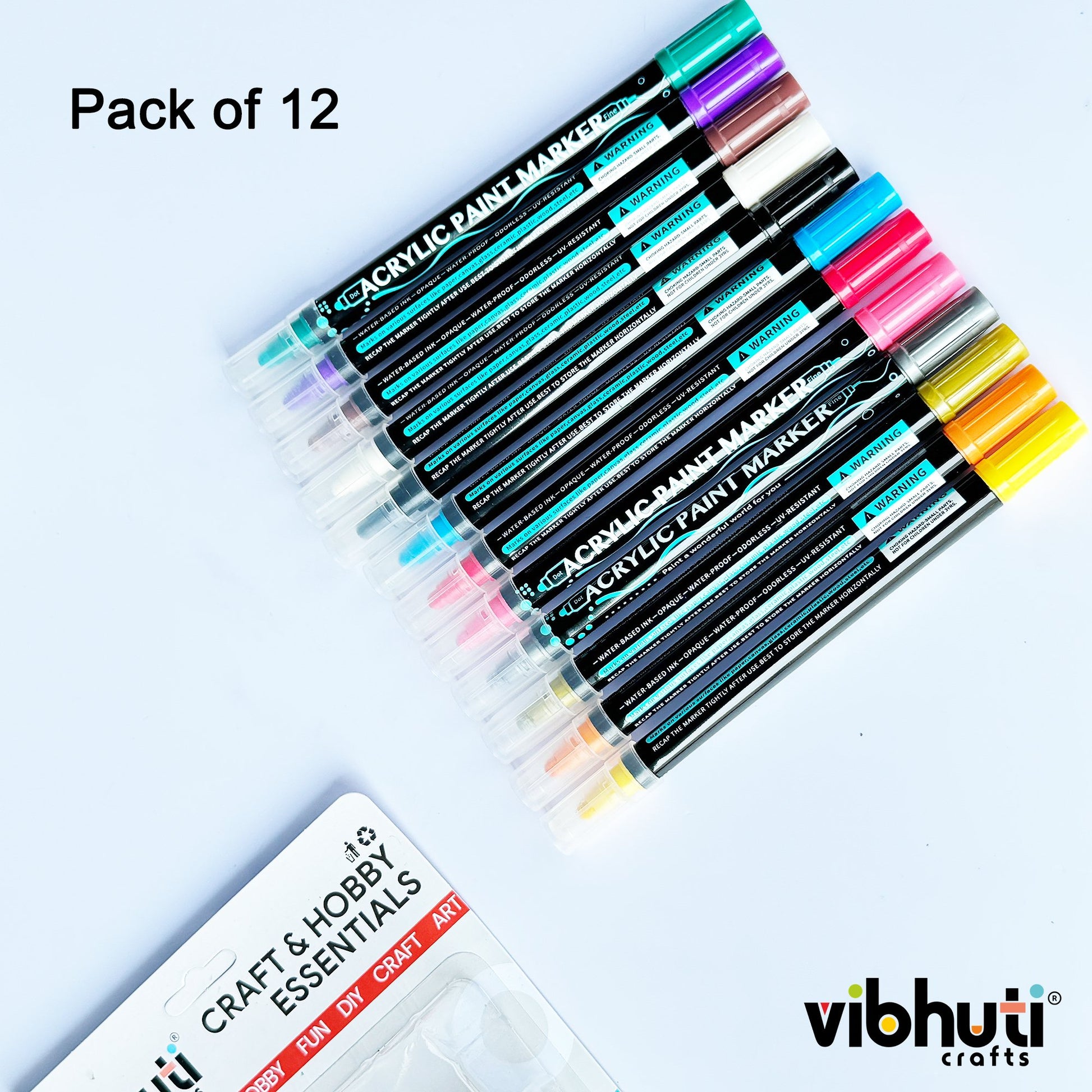 Buy Vibhuti Crafts Acrylic Markers Set of 12 Dual Tip Paint Pens